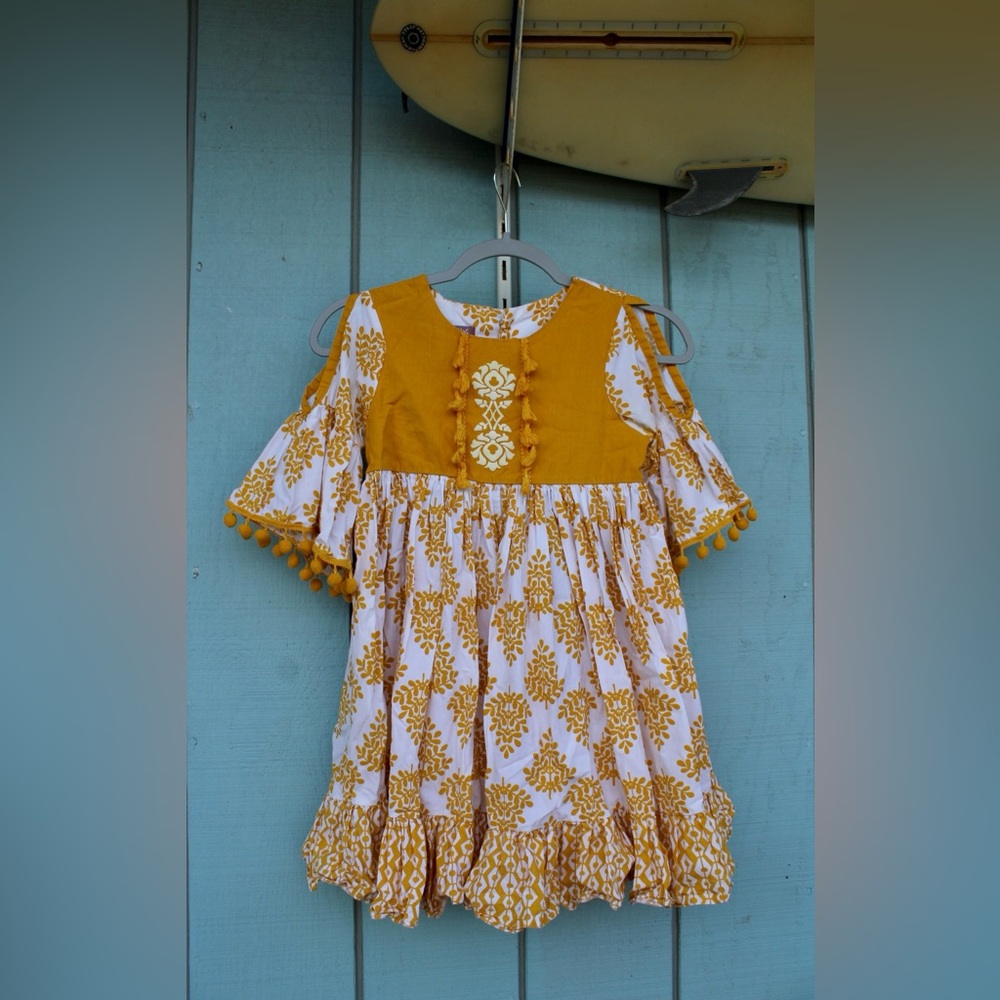 Jelly The Pug Yellow and White Kids Dress